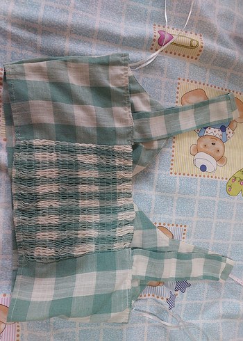 Turkuaz Ekose Midi Büstiyer - Görsel 5