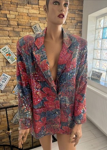 Zara Renkli Payetli Oversize Blazer Ceket