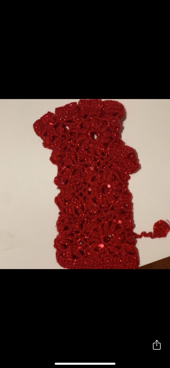 Kırmızı Parıltılı Örgü Bohem Kadın Eldiveni - Görsel 2