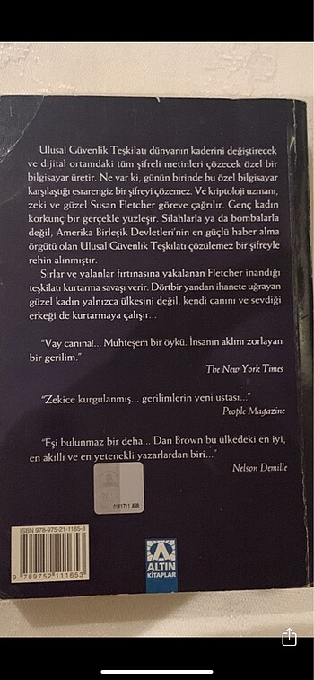 DAN BROWN DIJITAL KALE/ ALTIN KITAPLAR/TURKCE, temiz