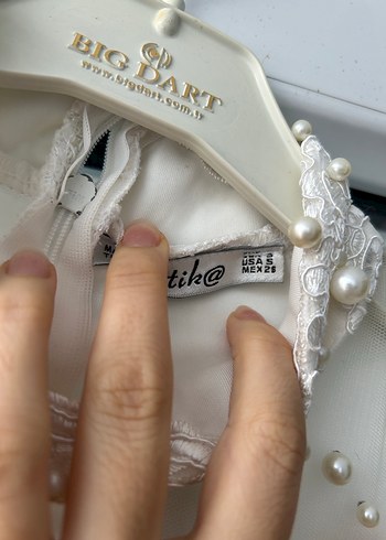 Diğer İnci Detaylı Uzun Kollu Mini abiye