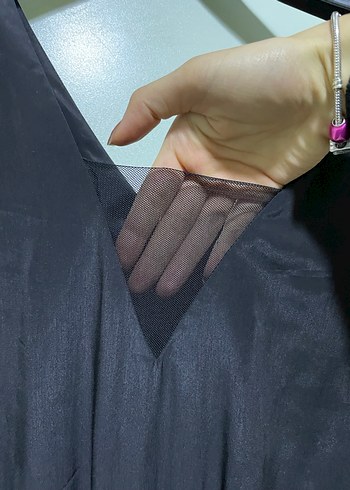 Siyah V Yakalı Uzun Kadın Tulum - Görsel 2