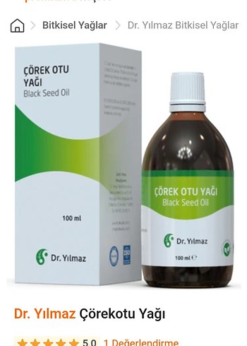 Dr. Yılmaz Soğuk Sıkım Çörekotu Yağı 100ml