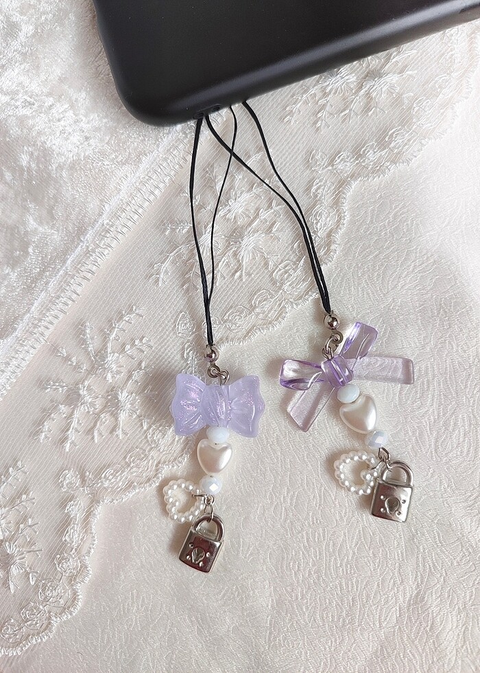Coquette Kurdele Phone Charm Çanta Süsü - Görsel 2