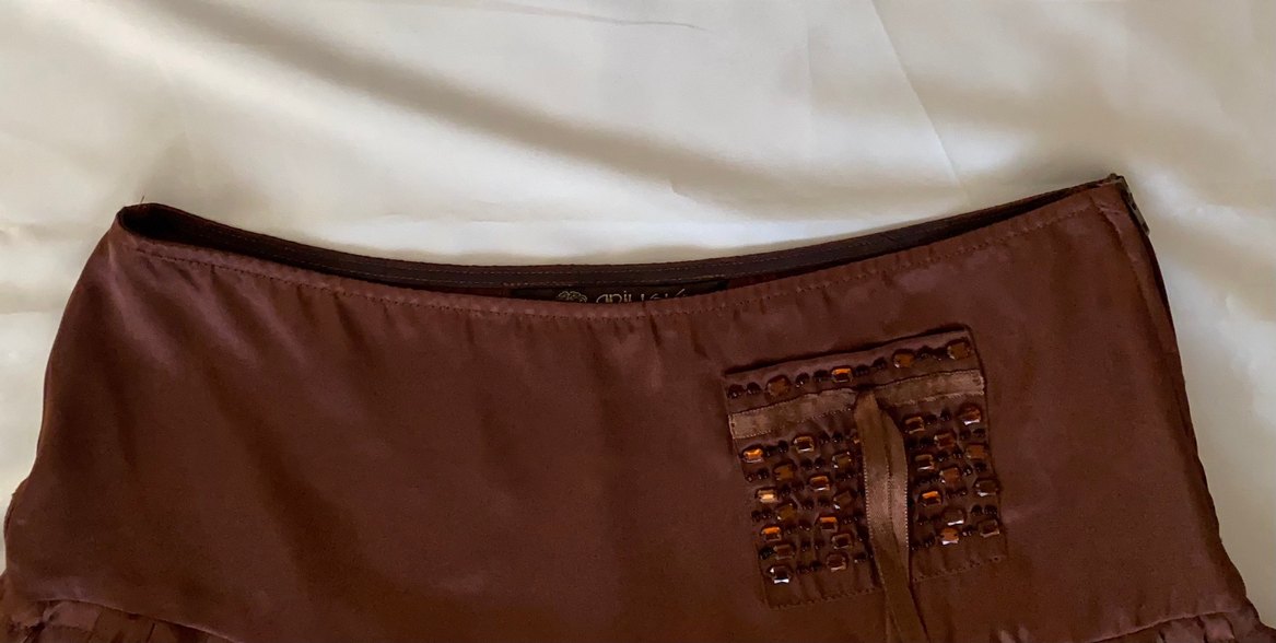 Bohem Kahverengi Fırfırlı Mini Etek - Görsel 2