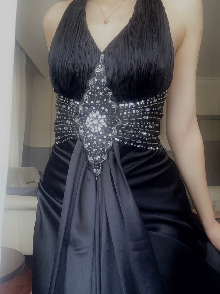 Uzun Siyah Vintage Gotik Abiye Elbise - Görsel 5