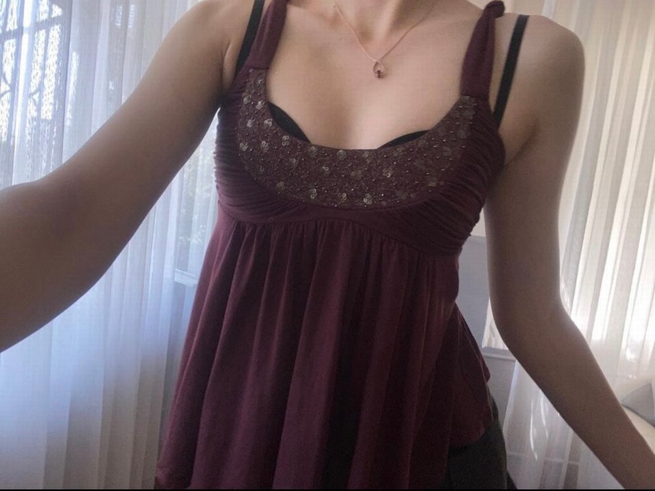 İşlemeli Y2K Vintage Bluz - Görsel 1