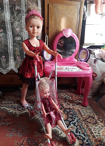  Beden Renk Büyük boy barbie bebek makyaj masası çocuk arabası ve kız bebeği