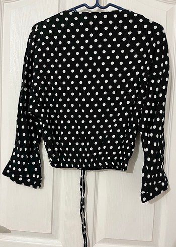 Düğmeli Siyah Puantiyeli Mini Bluz - Görsel 3