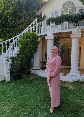 40 Beden Pembe kol detaylı Kadın Elbise