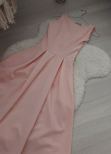 Midi pembe elbise