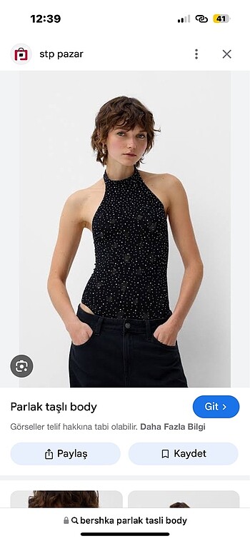 Bershka parlak taşlı bluz