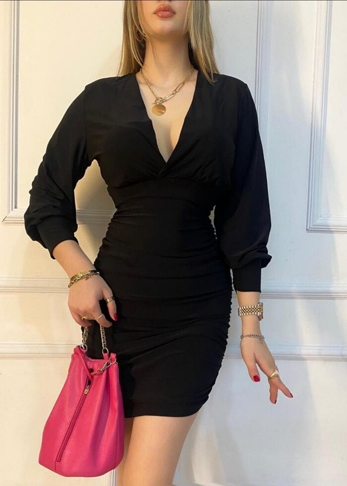 Drapeli elbise - Görsel 2