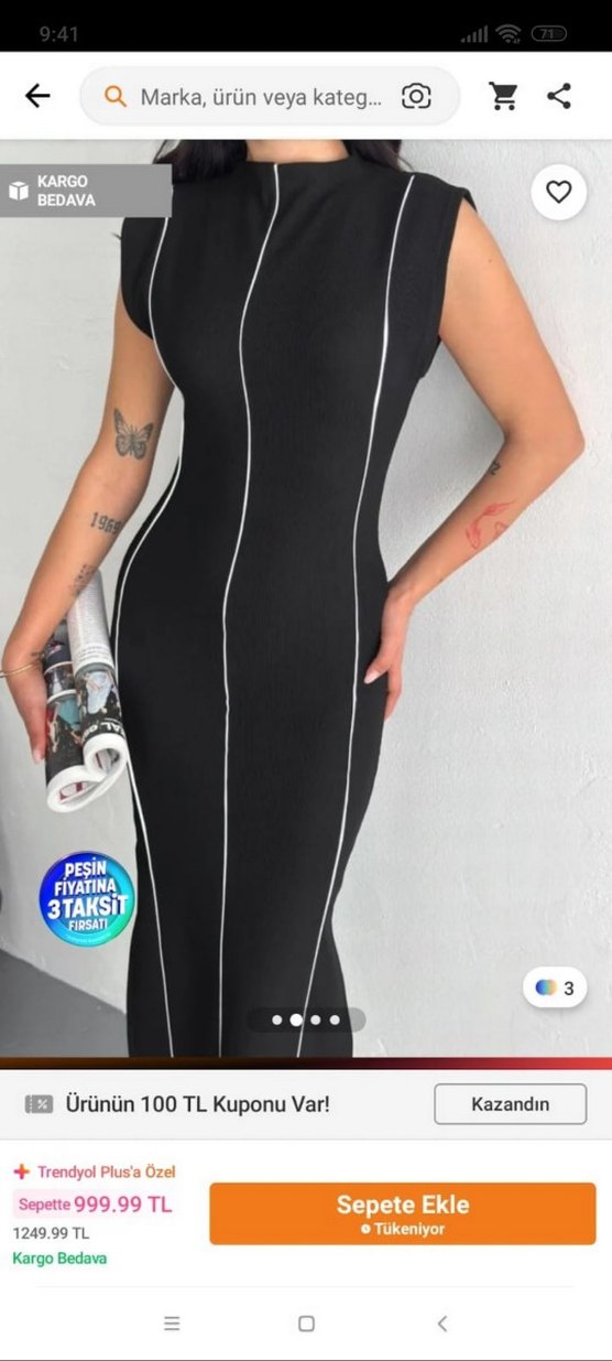 Siyah Yüksek Yakalı Uzun Spor Elbise - Görsel 2