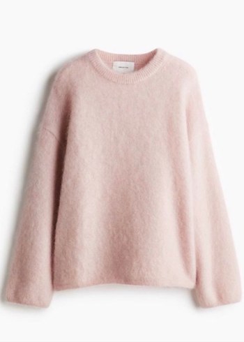 H&M Oversize Pastel Pembe Tiftikli Kazak