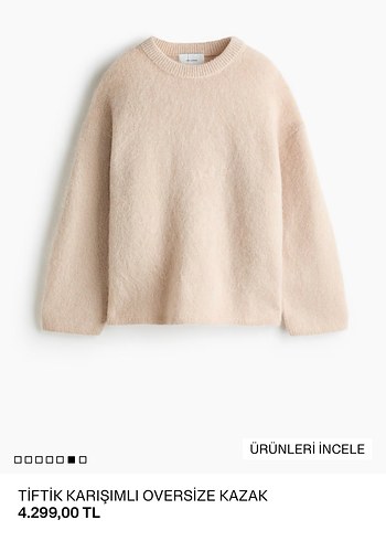 H&M Bej Oversize Tiftikli Kazak