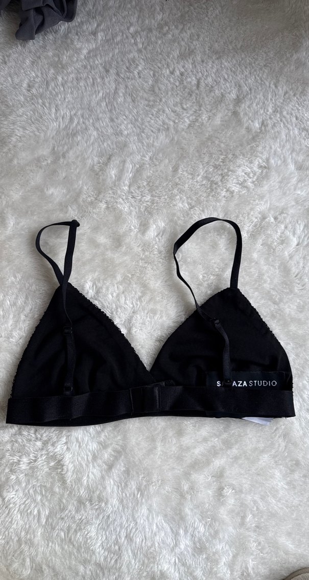 Siyah Parlak Taşlı Strappy Büstiyer - Görsel 3