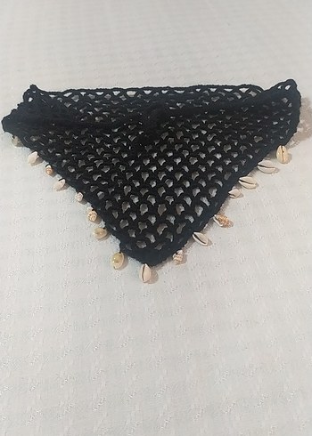 Boncuklu Siyah Örgü Bohem Saç Aksesuarı
