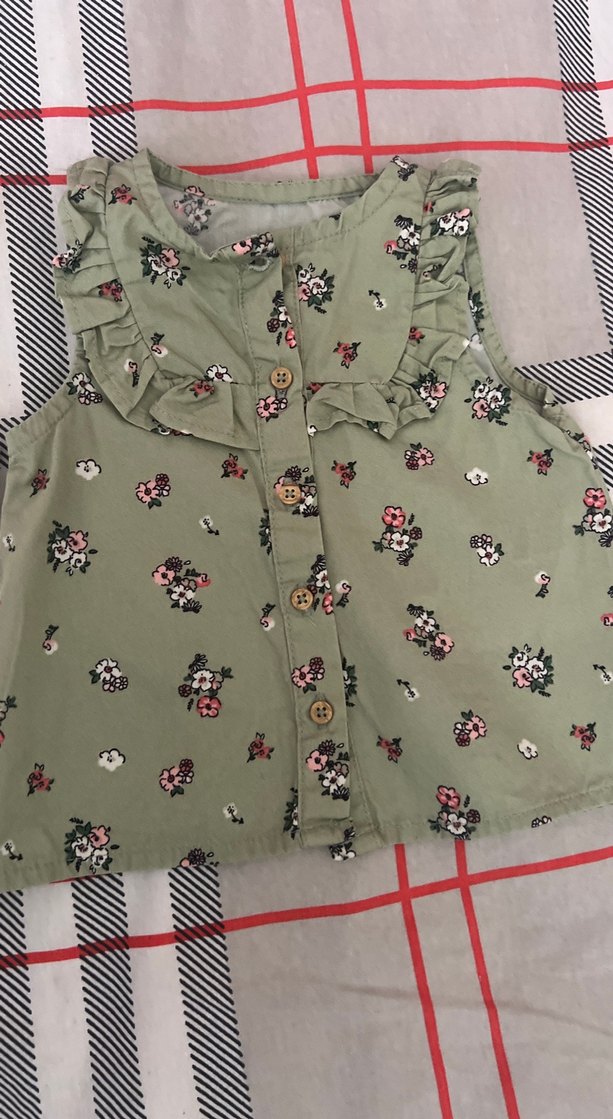 Kız Çocuk Nakışlı Düğmeli Kolsuz gömlek - Görsel 3