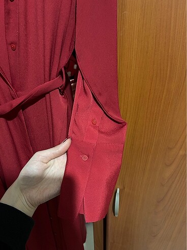 xs Beden bordo Renk Mango saten gömlek elbise