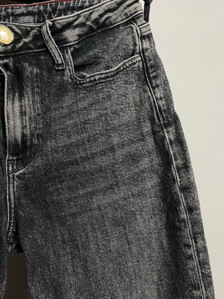 Gri Kadın Kot Pantolon - Normal Boy - Görsel 3