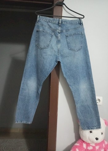 Düğmeli Mavi Kadın Kot Pantolon - Görsel 2