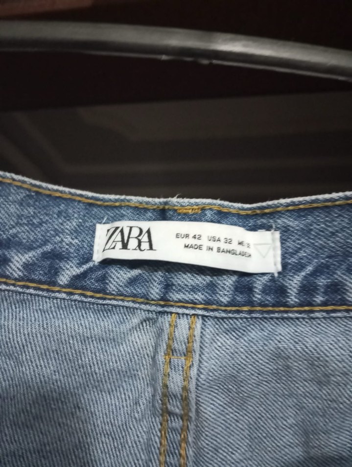 Düğmeli Mavi Kadın Kot Pantolon - Görsel 3