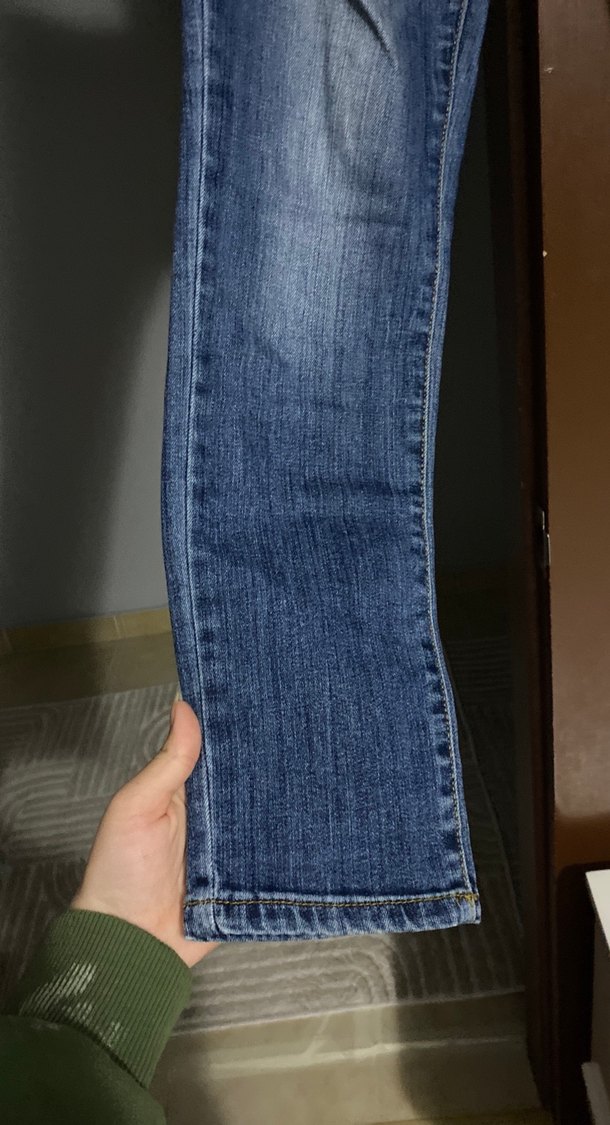 Düğmeli Kadın Mavi Denim Pantolon - Görsel 2