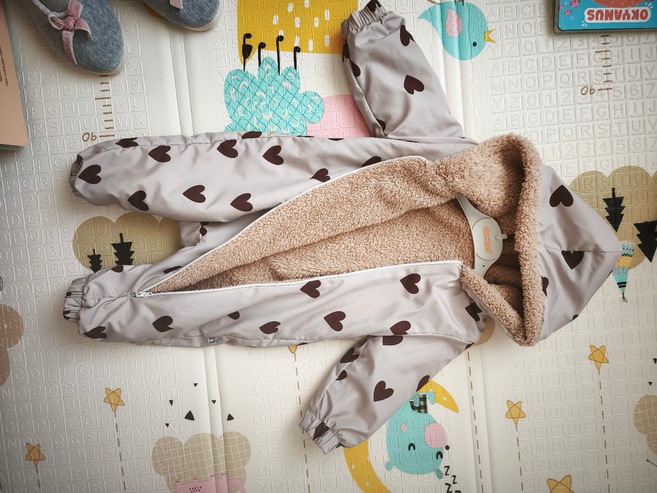 MUHİNO marka Kahverengi Kalp Desenli Bebek Tulumu - Görsel 2