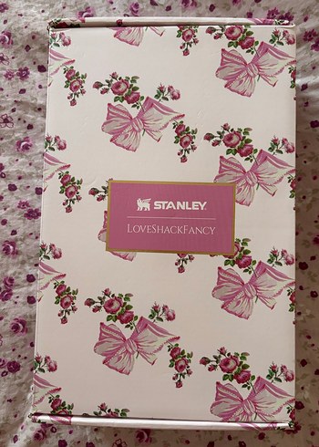 Pastel Pembe Stanley Çiçek Desenli Termos Bardak - Görsel 2