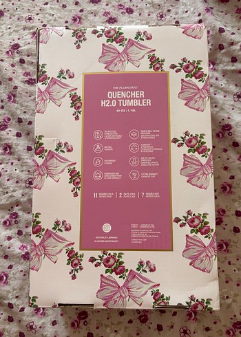 Pastel Pembe Stanley Çiçek Desenli Termos Bardak - Görsel 7
