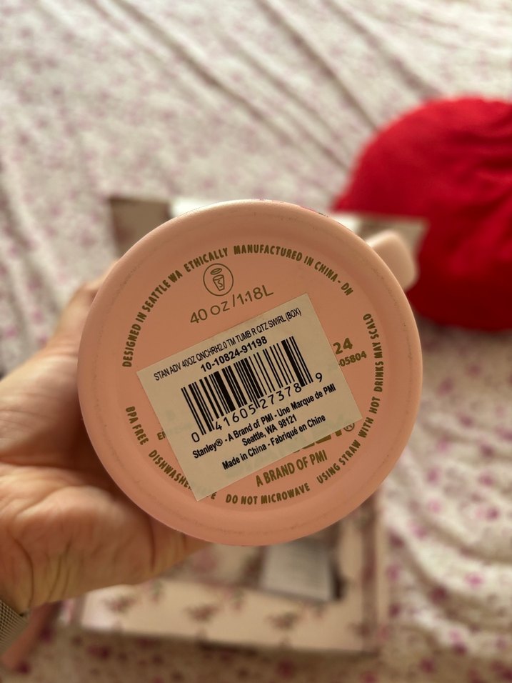 Pastel Pembe Stanley Çiçek Desenli Termos Bardak - Görsel 5