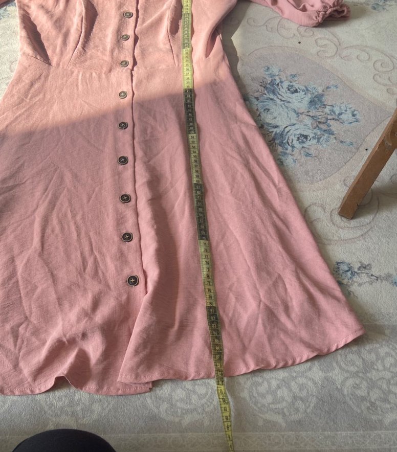 Pudra Renkli  Elbise - Görsel 3