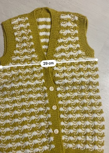 Çocuk Sarı V Yaka Örgü Yelek - Görsel 3