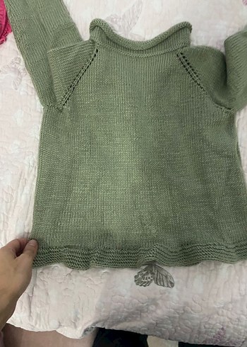 Yeşil Örgü Kız Hırka Uzun Kollu - Görsel 3