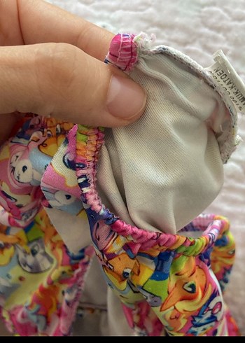 Pastel Renkli Çizgi Film Desenli Kız Bikini - Görsel 2