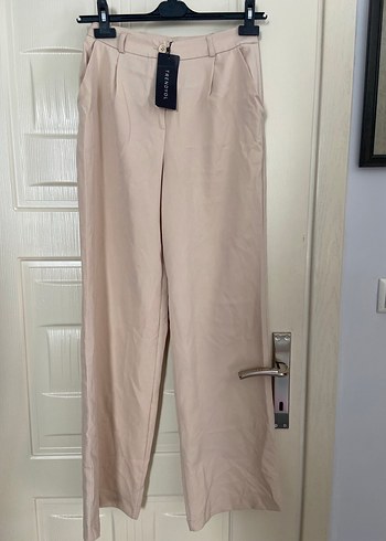 Bej Midi Kadın Kumaş Pantolon - Görsel 2