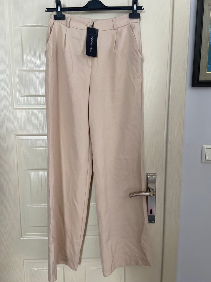 Bej Midi Kadın Kumaş Pantolon - Görsel 2