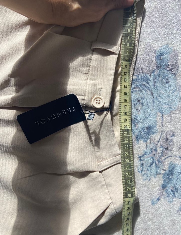 Bej Midi Kadın Kumaş Pantolon - Görsel 4