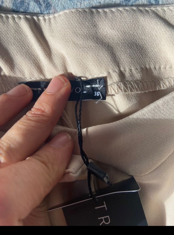 Bej Midi Kadın Kumaş Pantolon - Görsel 5