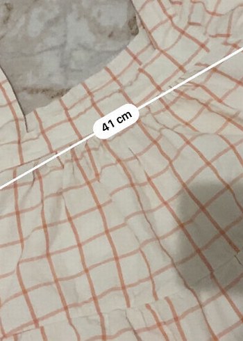 Kız Çocuk Bej Kareli Keten Elbise - Görsel 5