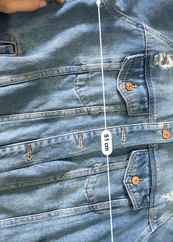 Düğmeli Mavi Kadın Denim Ceket - Görsel 4