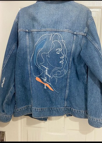 Düğmeli Mavi Kadın Denim Ceket - Görsel 2