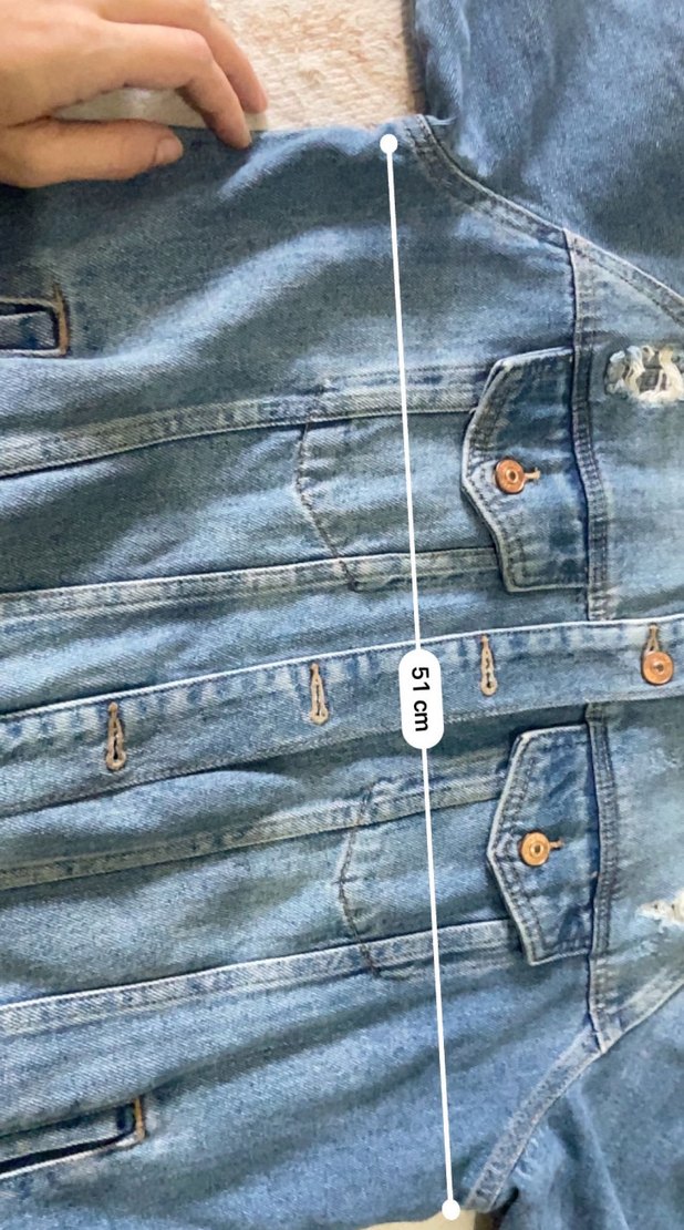 Düğmeli Mavi Kadın Denim Ceket - Görsel 4