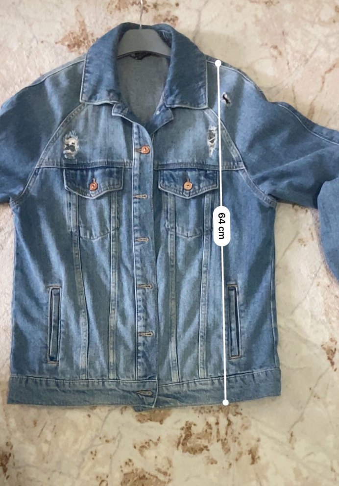 Düğmeli Mavi Kadın Denim Ceket - Görsel 3