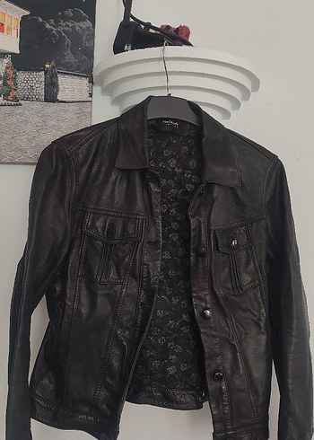 %100 Deri bayan mont - Görsel 6