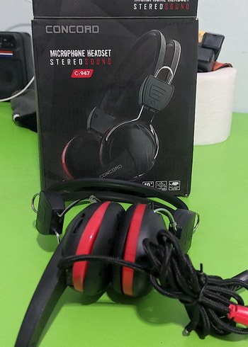 Concord C-947 Kırmızı Renkli Mikrofonlu Oyun Kulaklığı - Görsel 4