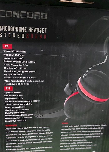 Concord C-947 Kırmızı Renkli Mikrofonlu Oyun Kulaklığı - Görsel 3