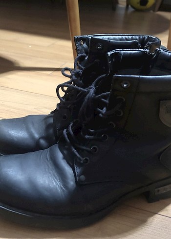 Siyah Deri Bağcıklı Gotik Erkek Bot - Görsel 5