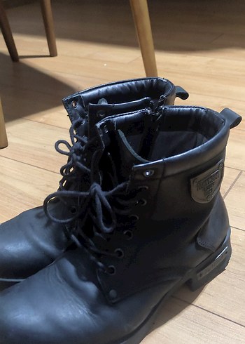 Siyah Deri Bağcıklı Gotik Erkek Bot - Görsel 3